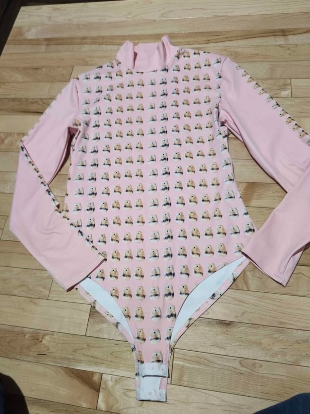 Women's Pink Mock Neck Bodysuit Size Large